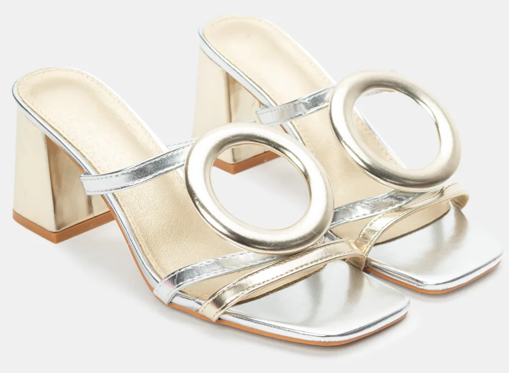 Mules με Λουράκια & Κρίκο - Χρυσό