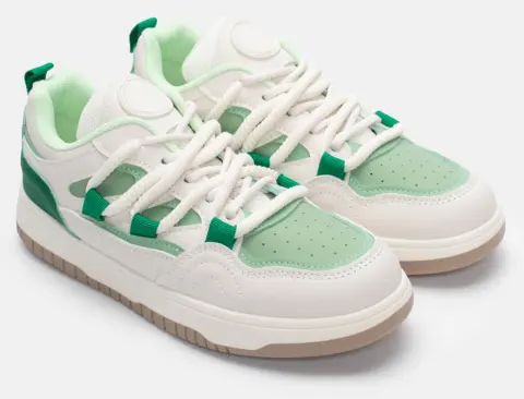 Sneakers με Διπλά Κορδόνια - Πράσινο