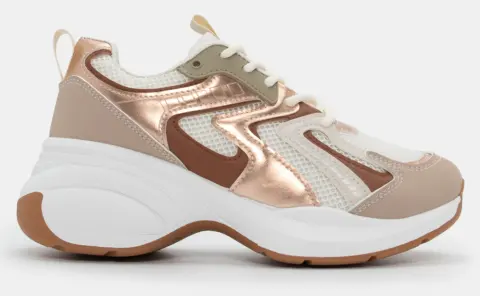 Sneakers σε Συνδυασμό Χρωμάτων & Δίχτυ - Χαλκός