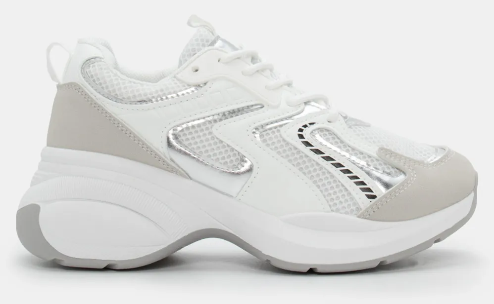 Sneakers σε Συνδυασμό Χρωμάτων & Δίχτυ - Λευκό