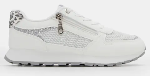 Sneakers με Διακοσμητικό Φερμουάρ & Strass - Λευκό