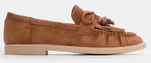 Μοκασίνια με Διακοσμητικά Κρόσσια & Χάντρες - Κάμελ