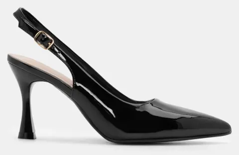 Γόβες Slingback Μυτερές - Μαύρο-Λουστρίνι