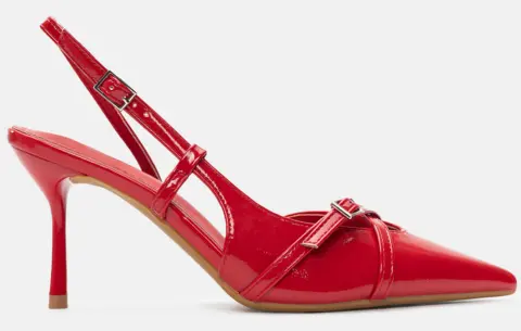 Γόβες Μυτερές Open Heel με Λουράκια - Κόκκινο