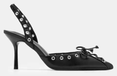 Γόβες Μυτερές με Τρούκς & Διακοσμητικό Φιόγκο - Μαύρο