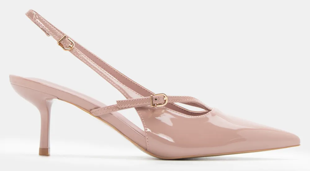 Γόβες Μυτερές με Λουράκια - Nude