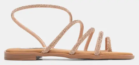 LUIGI DESIGN- Flat Σανδάλια με Λοξό Λουράκι & Strass - Χαλκός