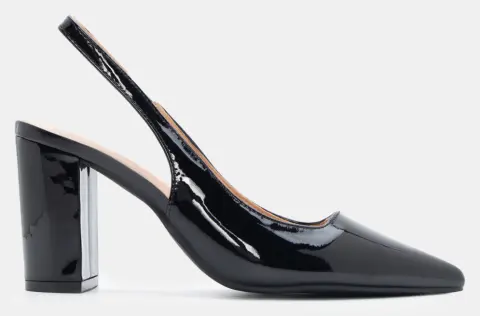 Γόβες Μυτερές με Λάστιχο - Μαύρο-Λουστρίνι