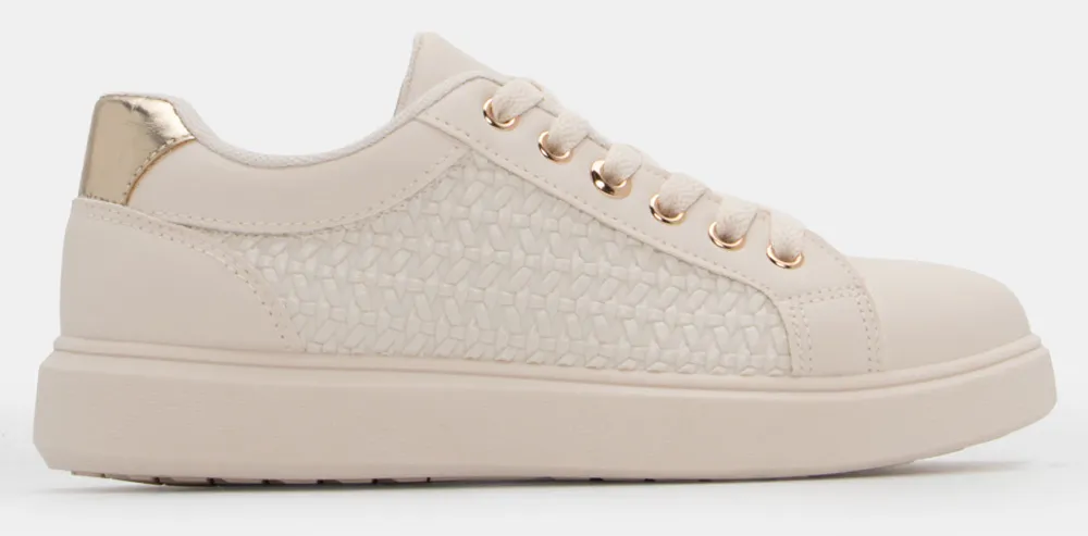 Sneakers με Διακοσμητική Πλέξη - Μπεζ