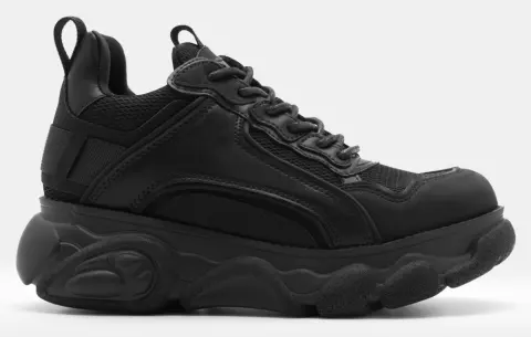 Sneakers σε Συνδυασμό Υλικών - Μαύρο