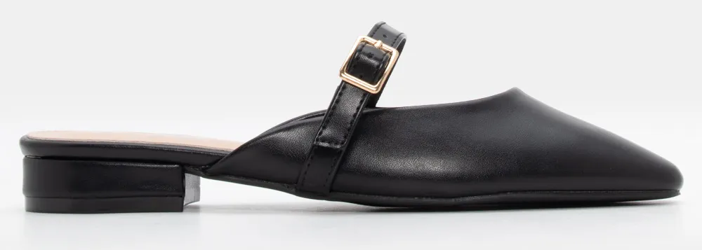 Mules με Λουράκι - Μαύρο
