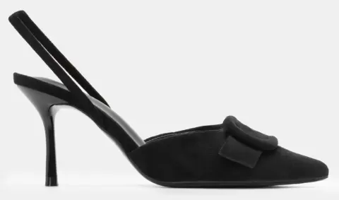 Γόβες με Διακοσμητική Τόκα & Λάστιχο - Μαύρο