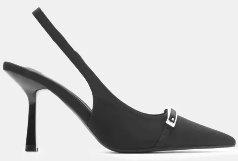 Γόβες Μυτερές με Διακοσμητική Τόκα - Μαύρο