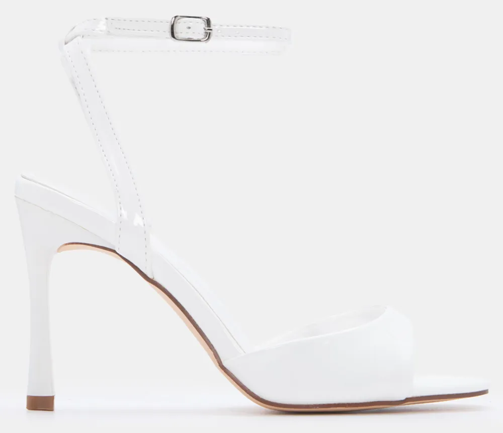 Πέδιλα με Μπαρέτα - Λευκό-Λουστρίνι