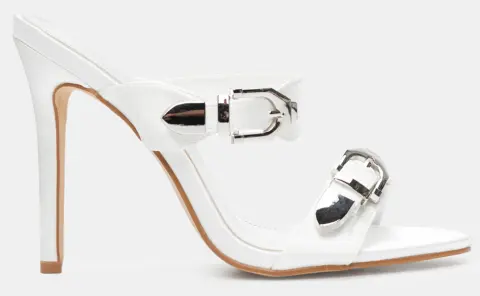 Mules με Διπλά Λουράκια & Τόκες - Λευκό