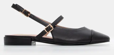 Γοβάκια με Λουράκι & Τόκα - Μαύρο