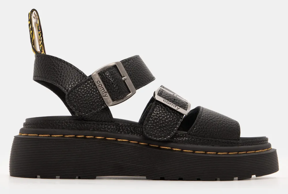 Σανδάλια Flatform με Διπλές Τόκες - Μαύρο