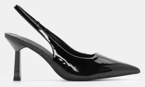 Γόβες Μυτερές Slingback - Μαύρο-Λουστρίνι