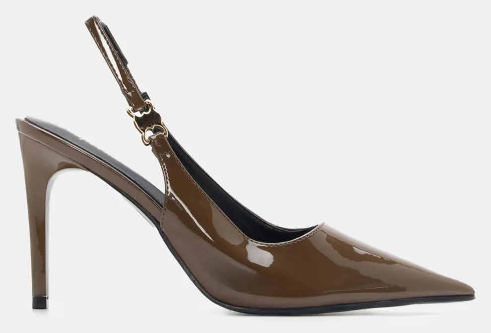 Γόβες Slingback Μυτερές - Λαδί