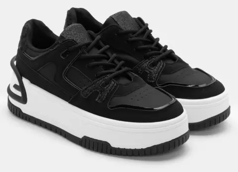 Sneakers Δίσολα με Διακοσμητικό Strass - Μαύρο