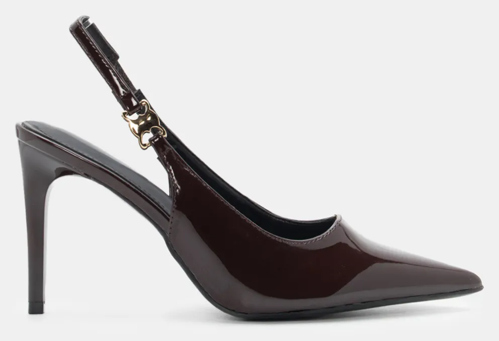 Γόβες Slingback Μυτερές - Καφέ Σκούρο