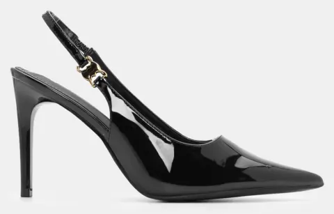 Γόβες Slingback Μυτερές - Μαύρο-Λουστρίνι