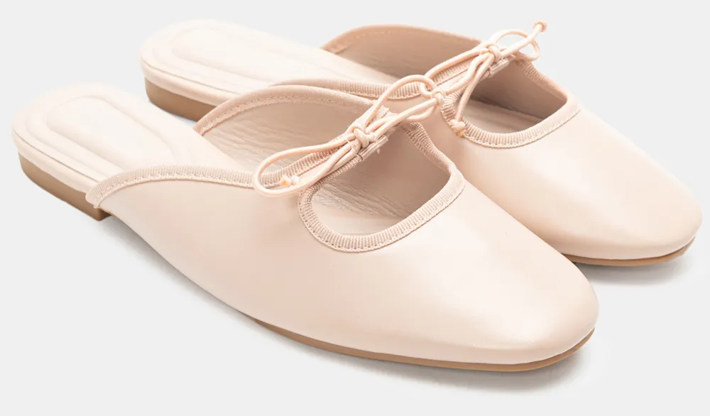 Mules με Διακοσμητικό Φιόγκο - Nude