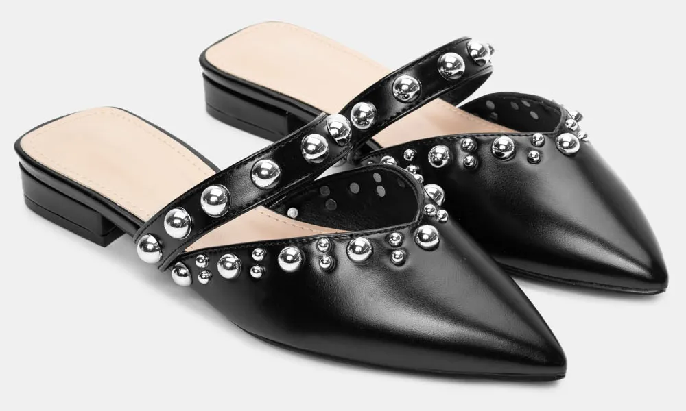 Mules Μυτερά με Τρουκς - Μαύρο