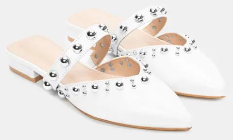 Mules Μυτερά με Τρουκς - Λευκό