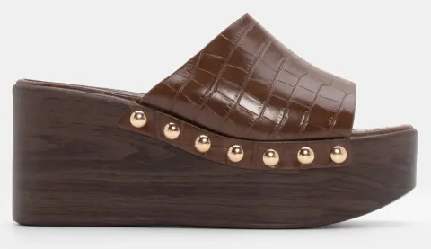 Clogs με Croco Λεπτομέρεια - Καφέ