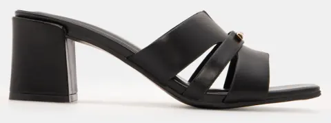 Mules με Ανοίγματα στο Πλάι & Διακοσμητικές Πέτρες - Μαύρο