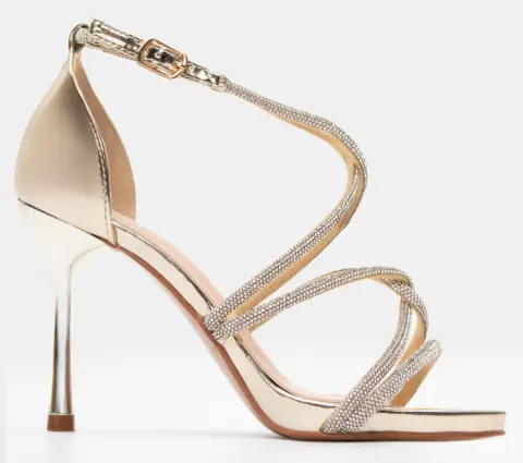 Πέδιλα με Χιαστί Λουράκια & Strass - Χρυσό