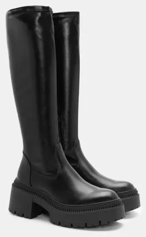 Μπότες Κάλτσα με Τρακτερωτή Σόλα - Μαύρο-Ματ