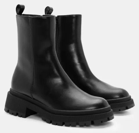 Μποτάκια με Τρακτερωτή Σόλα - Μαύρο