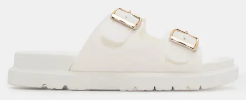 Σανδάλια Flatform με Διπλές Τόκες - Λευκό