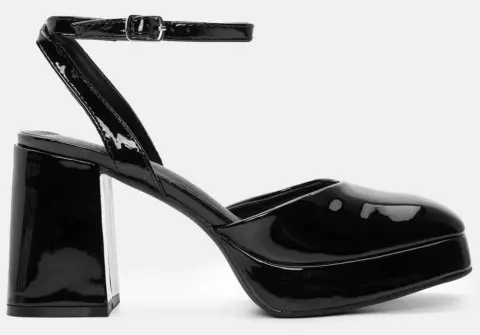 Γόβες με Φιάπα & Μπαρέτα - Μαύρο-Λουστρίνι