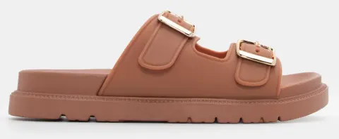 Σανδάλια Flatform με Διπλές Τόκες - Κάμελ