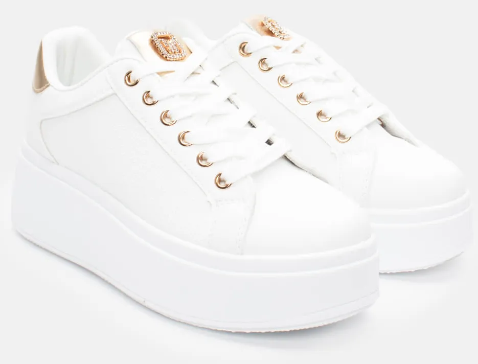 Sneakers Δίσολα με Διακοσμητικό απο Strass - Χρυσό