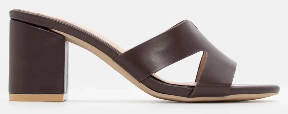 Mules με Ανοίγματα στο Πλάι - Καφέ Σκούρο