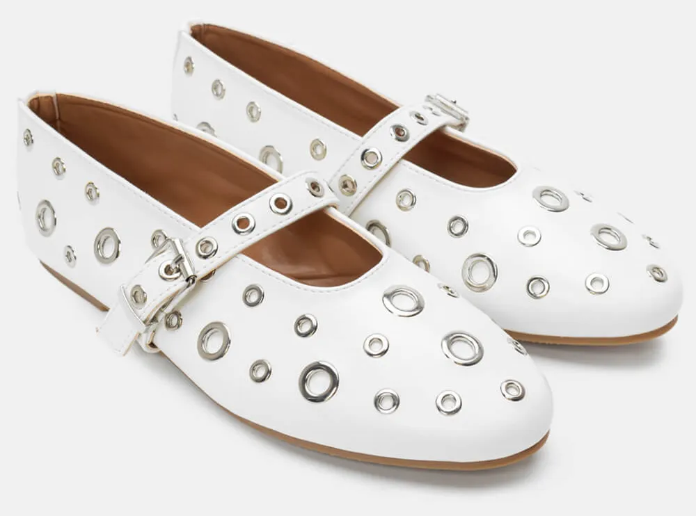 Μπαλαρίνες με Μπαρέτα & Διακοσμητικά Τρούκς - Λευκό