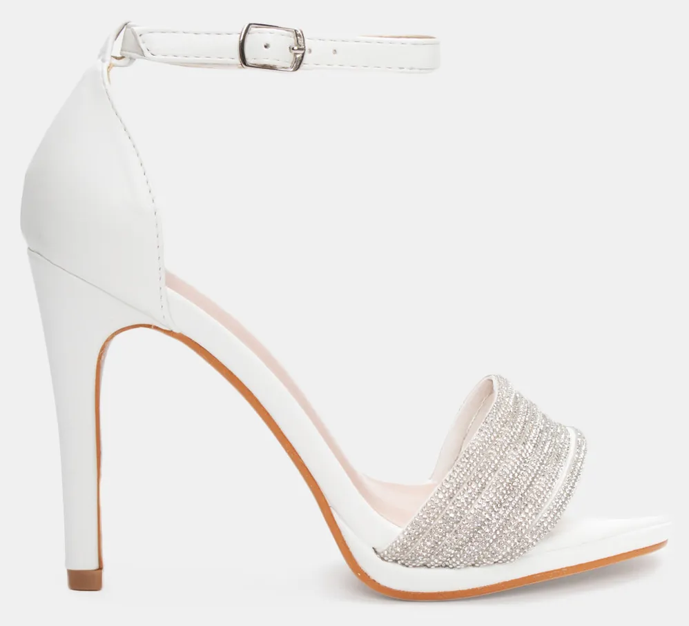 Πέδιλα με φάσα Από Strass & Μπαρέτα - Λευκό