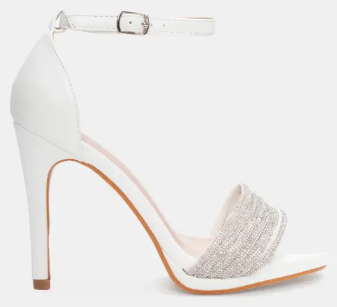 Πέδιλα με φάσα Από Strass & Μπαρέτα - Λευκό
