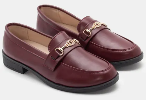 Μοκασίνια με Διακοσμητική Αγκράφα απο Strass - Μπορντό