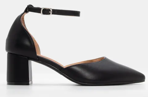 Γόβες Μυτερές με Μπαρέτα - Μαύρο