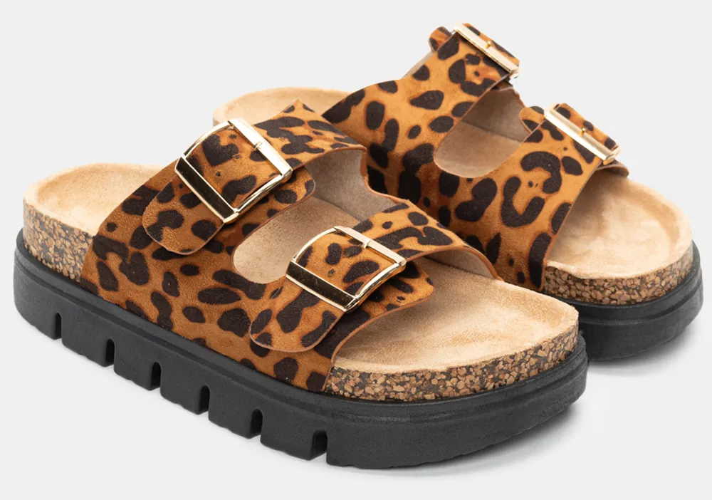 Σανδάλια Flatform με Τρακτερωτή Σόλα - Animal Print