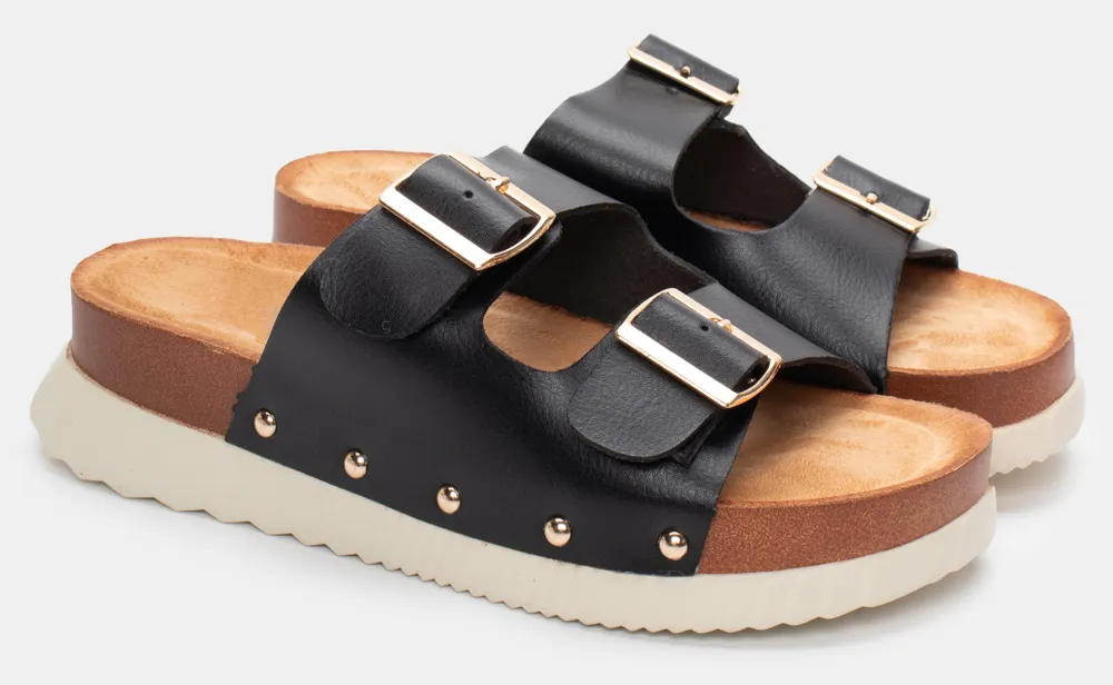 Πλατφόρμες Flatform με Διπλές Τόκες - Μαύρο