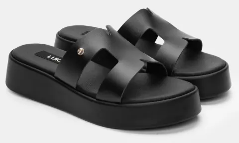 LUIGI DESIGN - Σανδάλια Flatform με Ανοίγματα στο Πλάι - Μαύρο