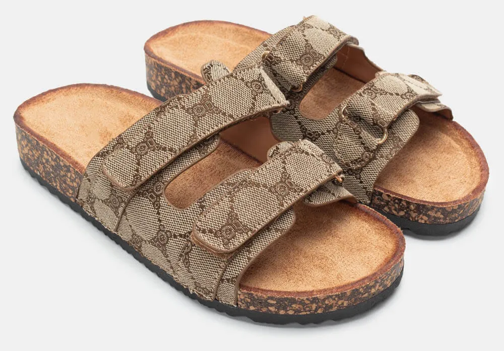 Σανδάλια Flat με Λουράκια Scratch - Καφέ