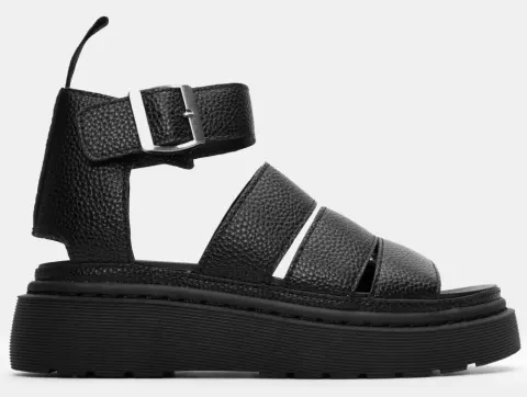 Σανδάλια Flatform με Πολλαπλά Λουράκια & Μπαρέτα - Μαύρο