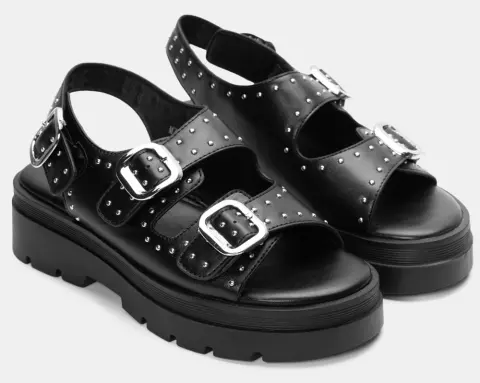 Σανδάλια Flatform με Διακοσμητικά Τρούκς - Μαύρο